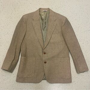 VTG Men's Tweed Brown Blazer Leather Elbow Patch Sport Coat 44R Charles Klein